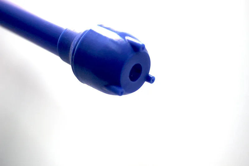 Blue manual hand pump siphon for fuel and liquid transfer with PP plastic construction.