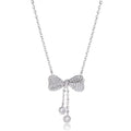 S925 sterling silver bow pendant necklace on adjustable 40-45cm O-ring chain