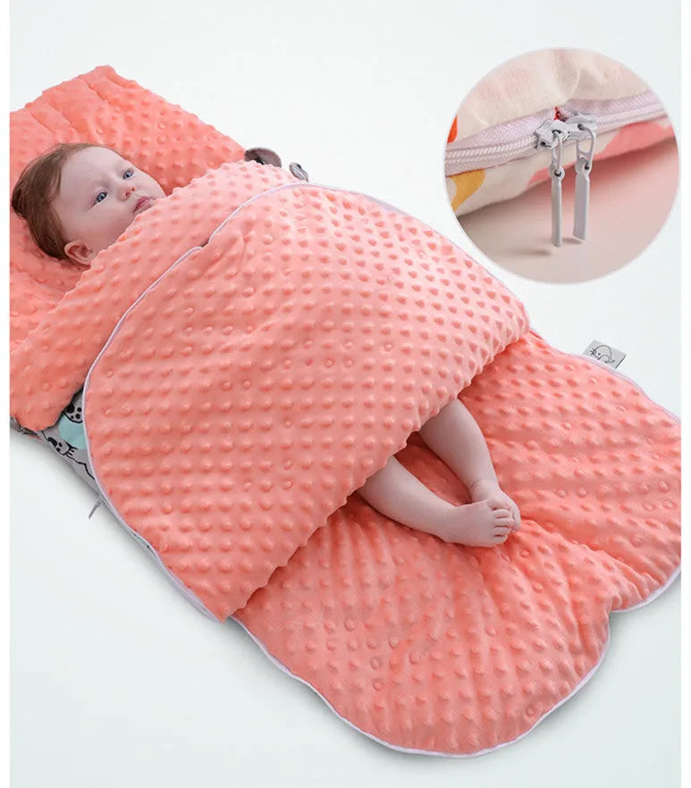 Newborn baby fleece blanket stroller cover 80x46cm blue starry sky pattern with 3D foaming lining