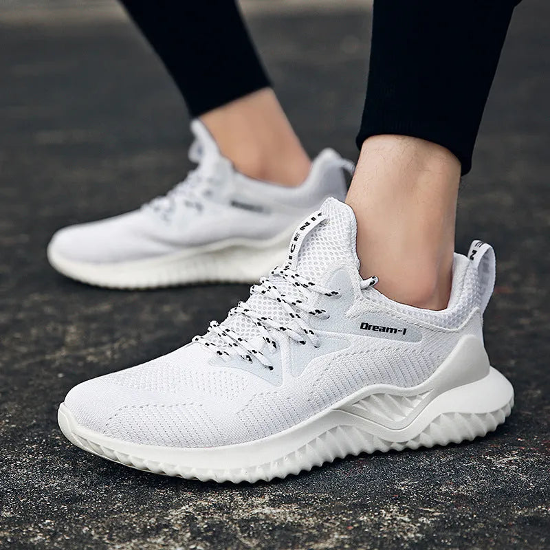 Student running shoes with mesh fabric upper, front strap closure, and low-top design in multiple colour options