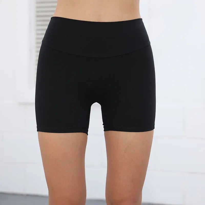 High-waist quick-dry sports shorts for women with side pockets in avocado green colour