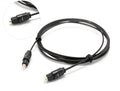 OD2.2 optical digital audio cable with TOSLINK connectors, showing its slim 2.2mm profile.