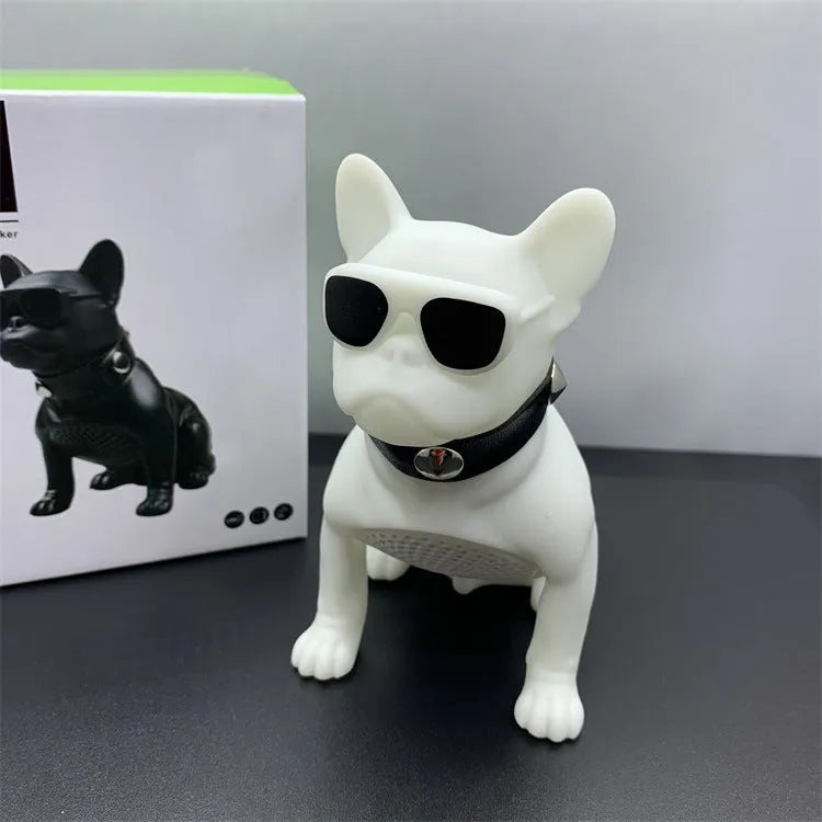Mini Bulldog Bluetooth wireless speaker in black, red or white colour options.