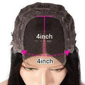 Real human hair lace headgear wig for women with 4x4 lace frontal on a display stand.