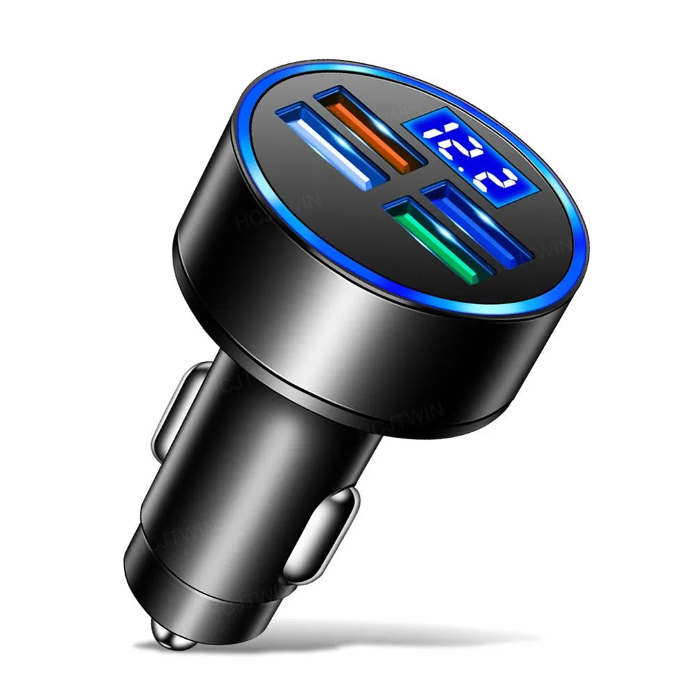 Black multi-port car charger for vehicles with 3100mA output current and 12-24V compatibility
