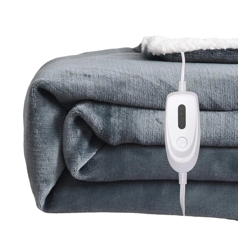 USB electric heating blanket in grey, brown and white colours with flannel fabric