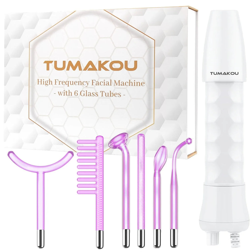 Purple high wave electrotherapy beauty instrument with six accessory heads