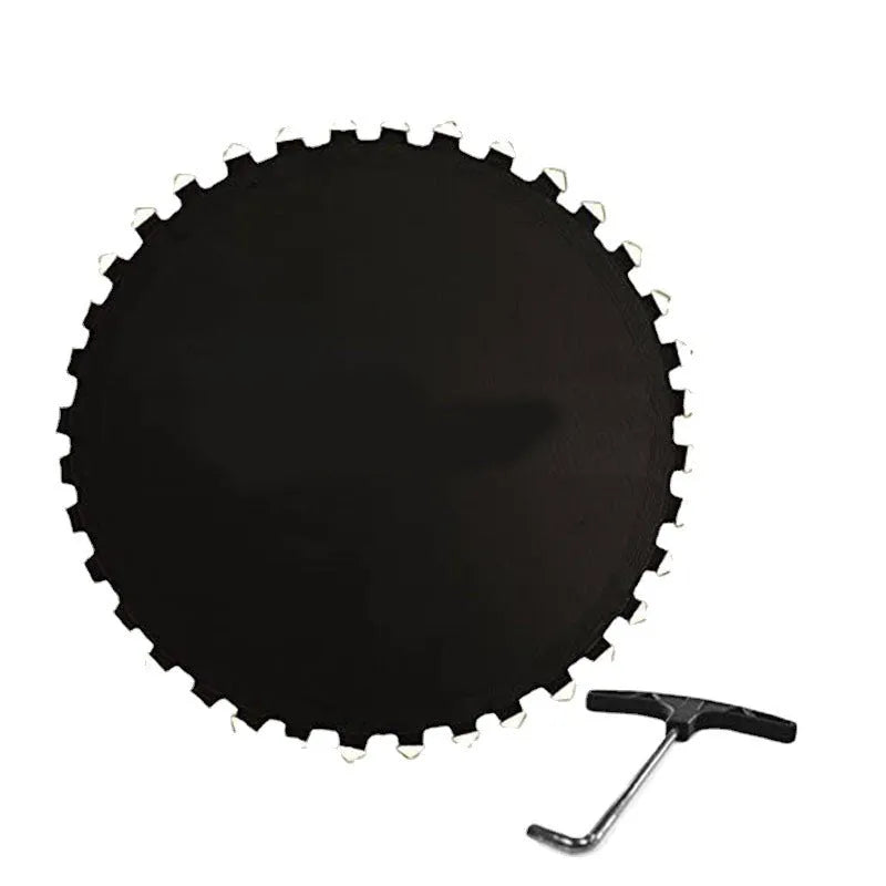Round elastic bungee fabric for trampolines with button fastenings, shown in multiple size options.