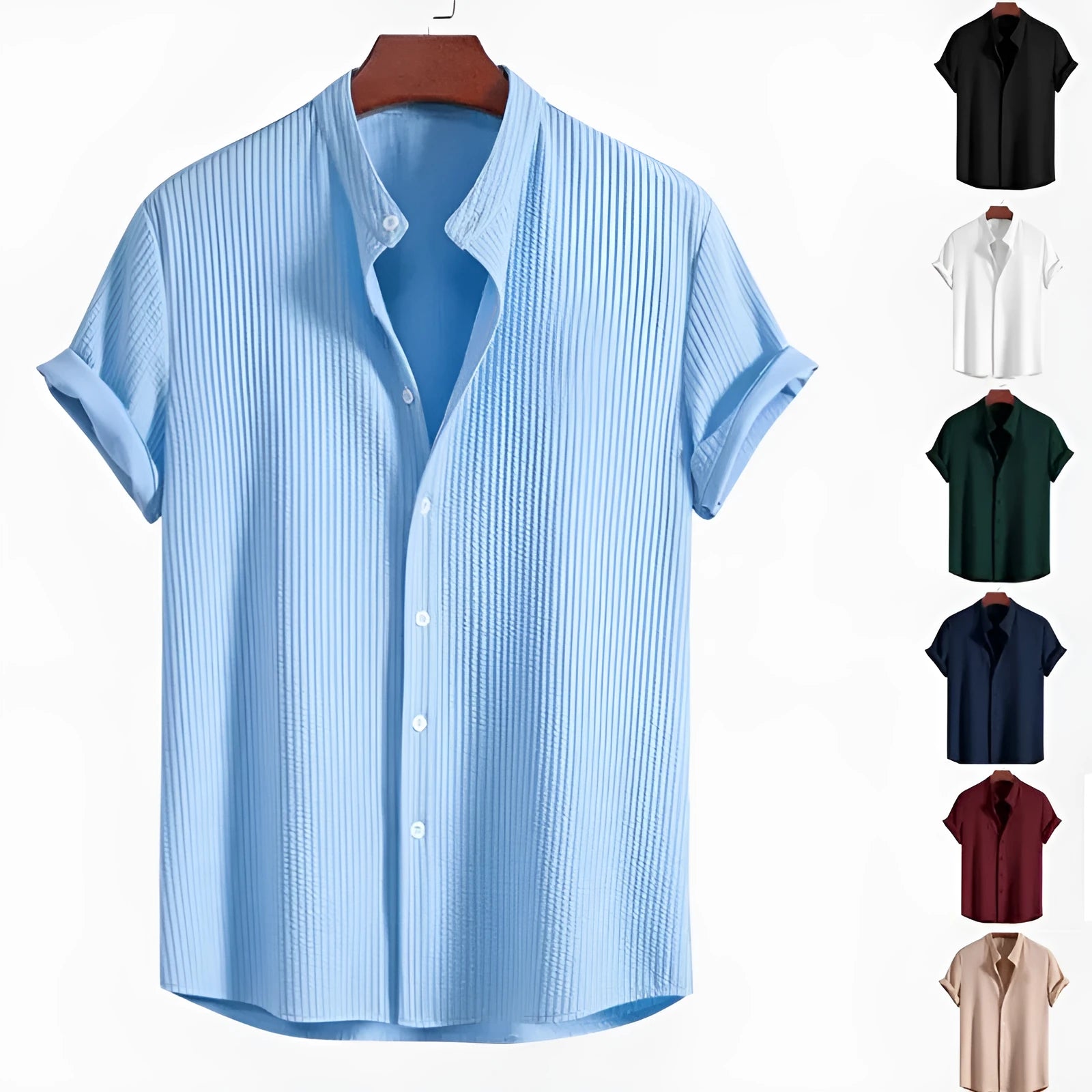 Men's loose fit short sleeve polyester summer shirt in multiple colour options