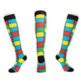 Pair of mixable compression socks in black nylon silk with jacquard pattern for cycling sports