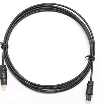 OD2.2 optical digital audio cable with TOSLINK connectors, showing its slim 2.2mm profile.