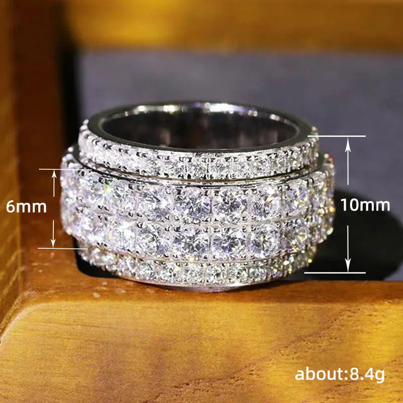Copper geometric ring with inlaid zircon white gold colour unisex hip hop fashion index finger
