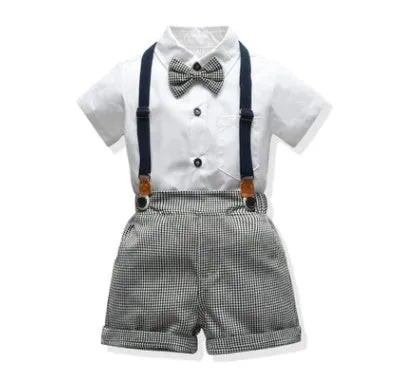 Cotton boy's trouser suit in blue with jacket and trousers on child