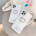 Silicone iPhone back cover case featuring a cartoon Korean bear design, shown on a mobile phone.