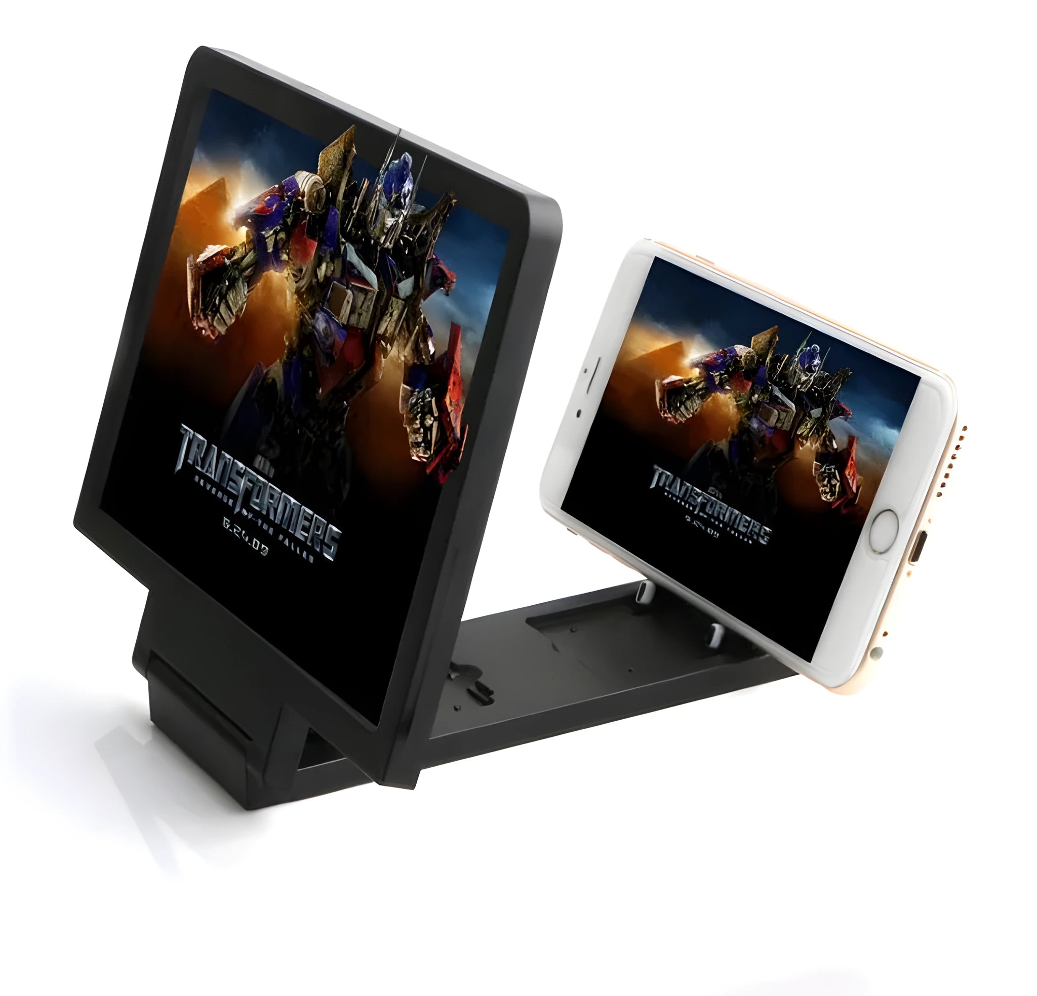 3D mobile phone screen amplifier with radiation protection in stand format