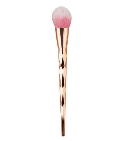 10-piece makeup brush set with wooden handles and rose gold synthetic wool bristles for foundation eyeshadow contour concealer blush