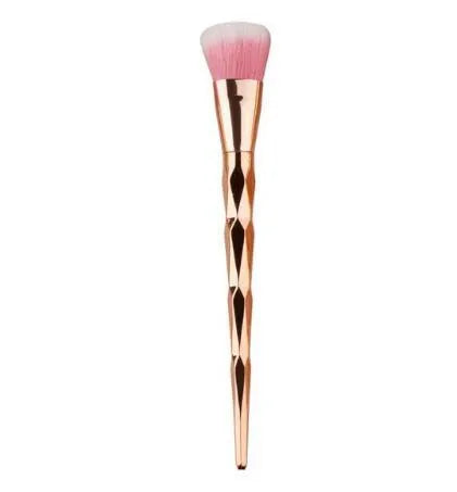 10-piece makeup brush set with wooden handles and rose gold synthetic wool bristles for foundation eyeshadow contour concealer blush