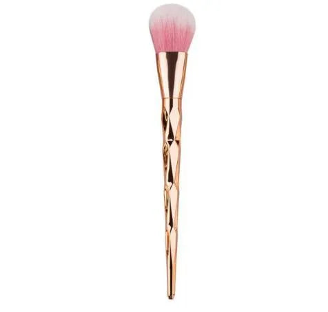 10-piece makeup brush set with wooden handles and rose gold synthetic wool bristles for foundation eyeshadow contour concealer blush