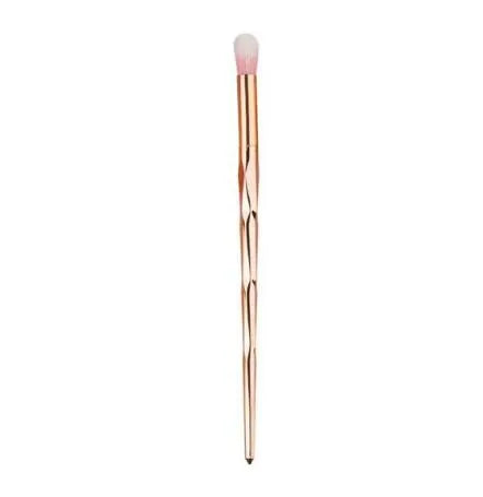 10-piece makeup brush set with wooden handles and rose gold synthetic wool bristles for foundation eyeshadow contour concealer blush