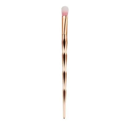 10-piece makeup brush set with wooden handles and rose gold synthetic wool bristles for foundation eyeshadow contour concealer blush
