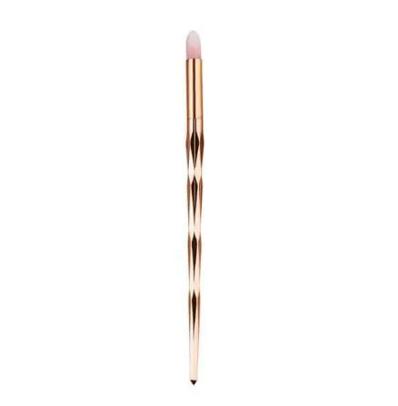 10-piece makeup brush set with wooden handles and rose gold synthetic wool bristles for foundation eyeshadow contour concealer blush