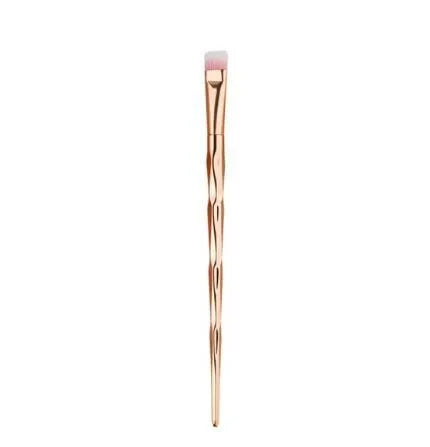 10-piece makeup brush set with wooden handles and rose gold synthetic wool bristles for foundation eyeshadow contour concealer blush