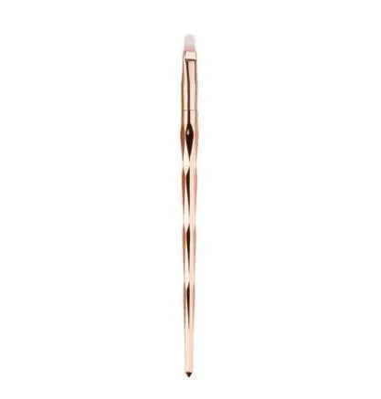 10-piece makeup brush set with wooden handles and rose gold synthetic wool bristles for foundation eyeshadow contour concealer blush