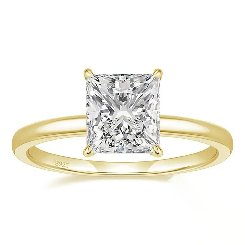 925 silver zirconium geometric ring for women in silver, gold, or rose gold colour on a plain background.