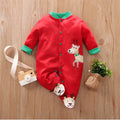 Cotton baby bodysuit with red deer print long sleeves in 59cm size