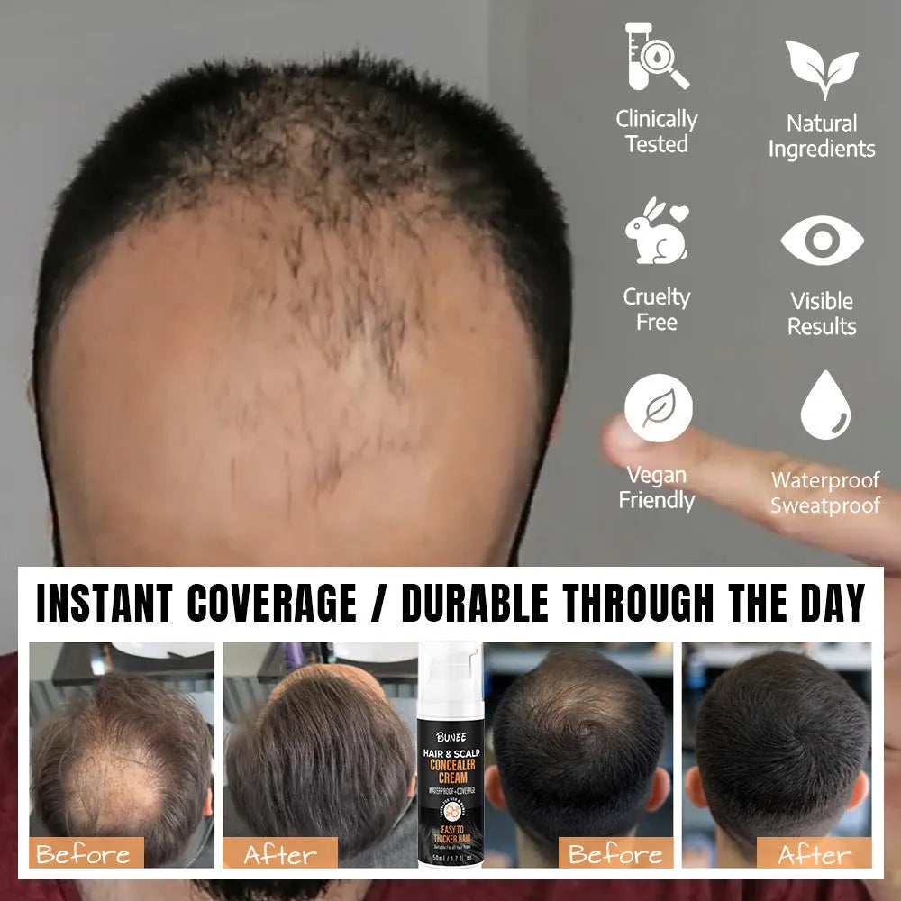 Scalp concealer pomade in 30ml container for covering hair thinning