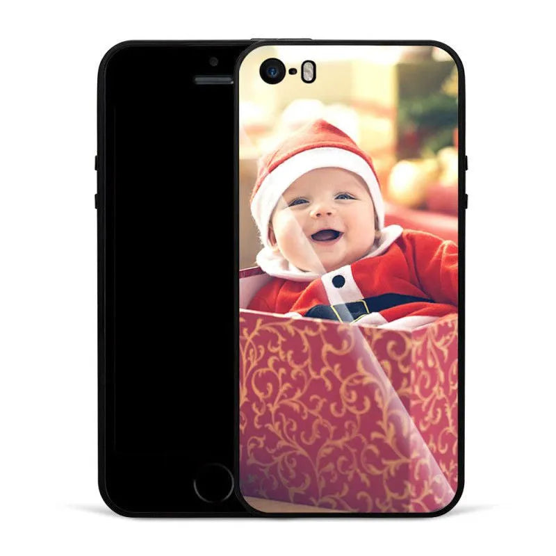 Custom patterned slim iPhone case showing raised edges protecting camera and screen on a compatible phone.