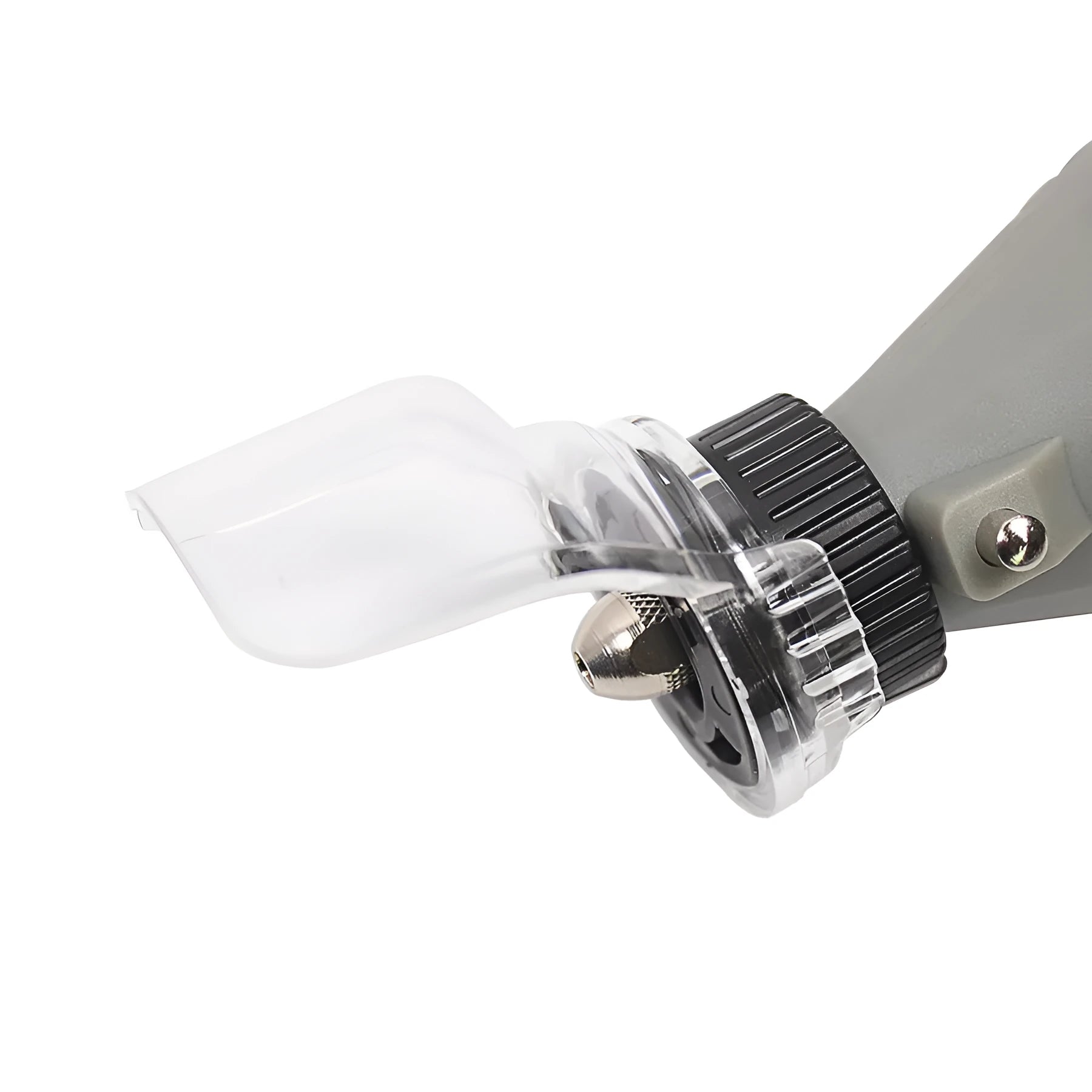 Clear plastic Delta power tool protective cover for grinding, showing transparent shield.