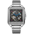Square diamond-studded automatic watch for men with business style design