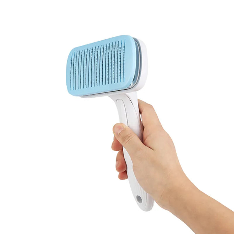 Pet hair removal comb with stainless steel needles for all dog sizes, colour options include blue, green, grey, pink