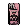 Pink towel embroidered soft TPU back cover case for iPhone models on a table.