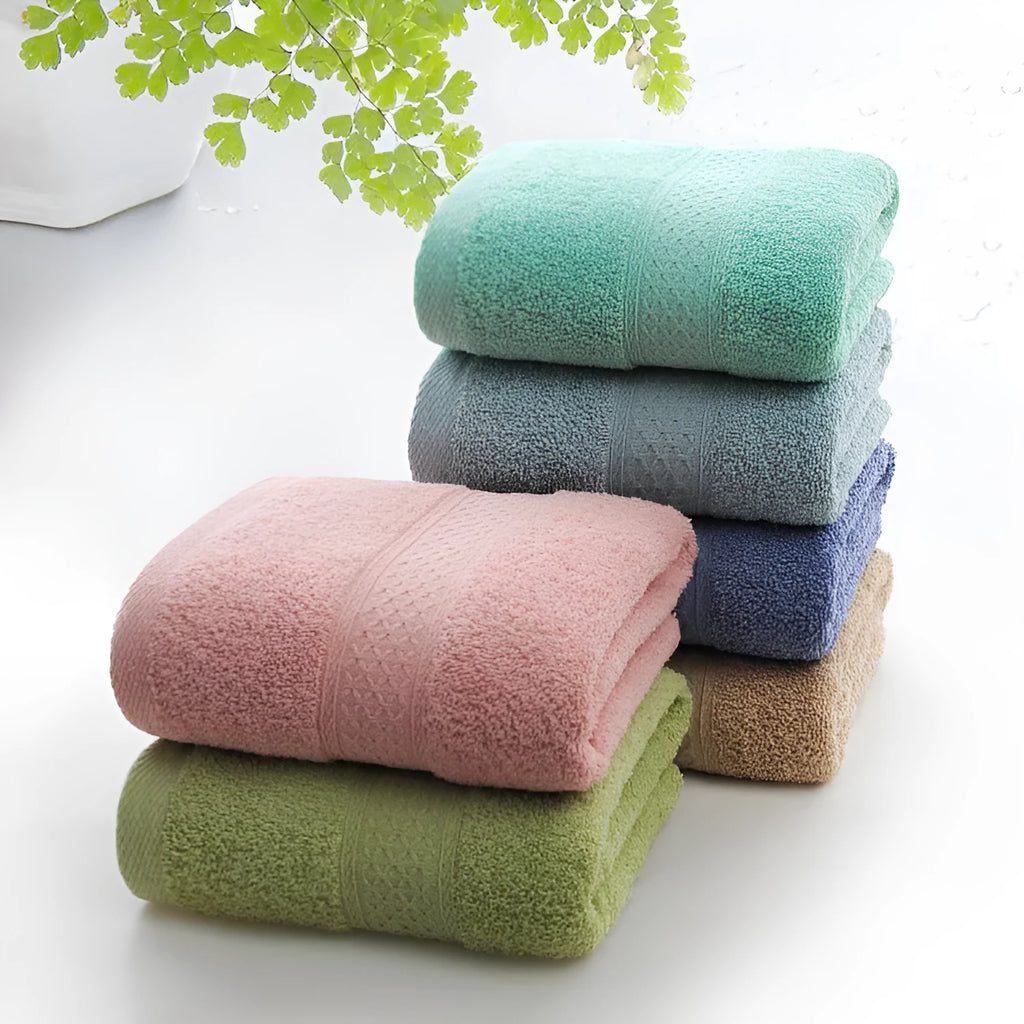 Thickened cotton bath and beach towel shown in one of seven available colour options.