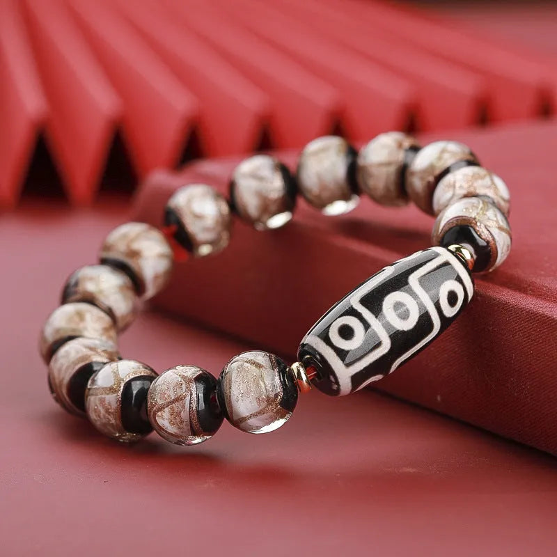 Coloured glaze bracelet with ancient five-colour snake lucky beads and auspicious patterns