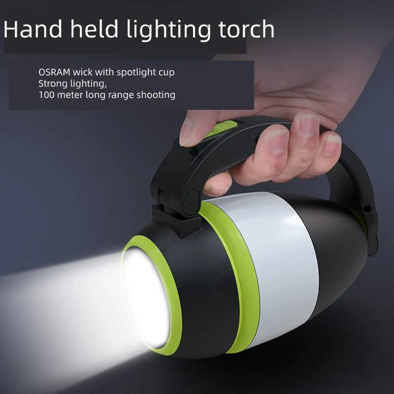 Black green 3-in-1 multifunctional LED table lamp with foldable design for camping and emergency use