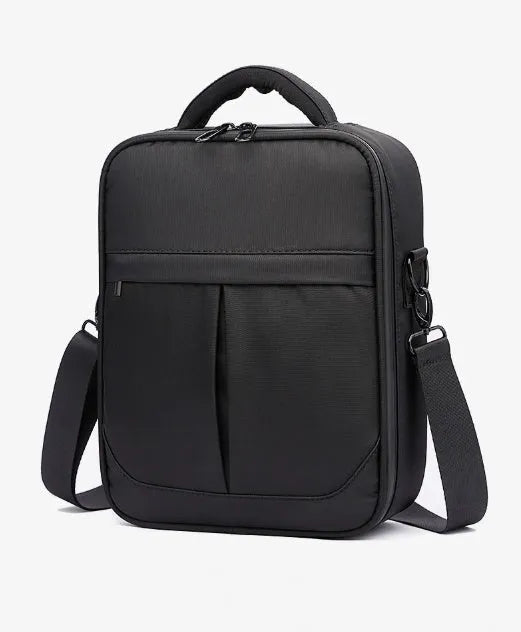Black men's messenger shoulder bag made from Oxford fabric showing its size.
