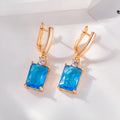 Geometric square copper earrings with electroplated gold and silver finish