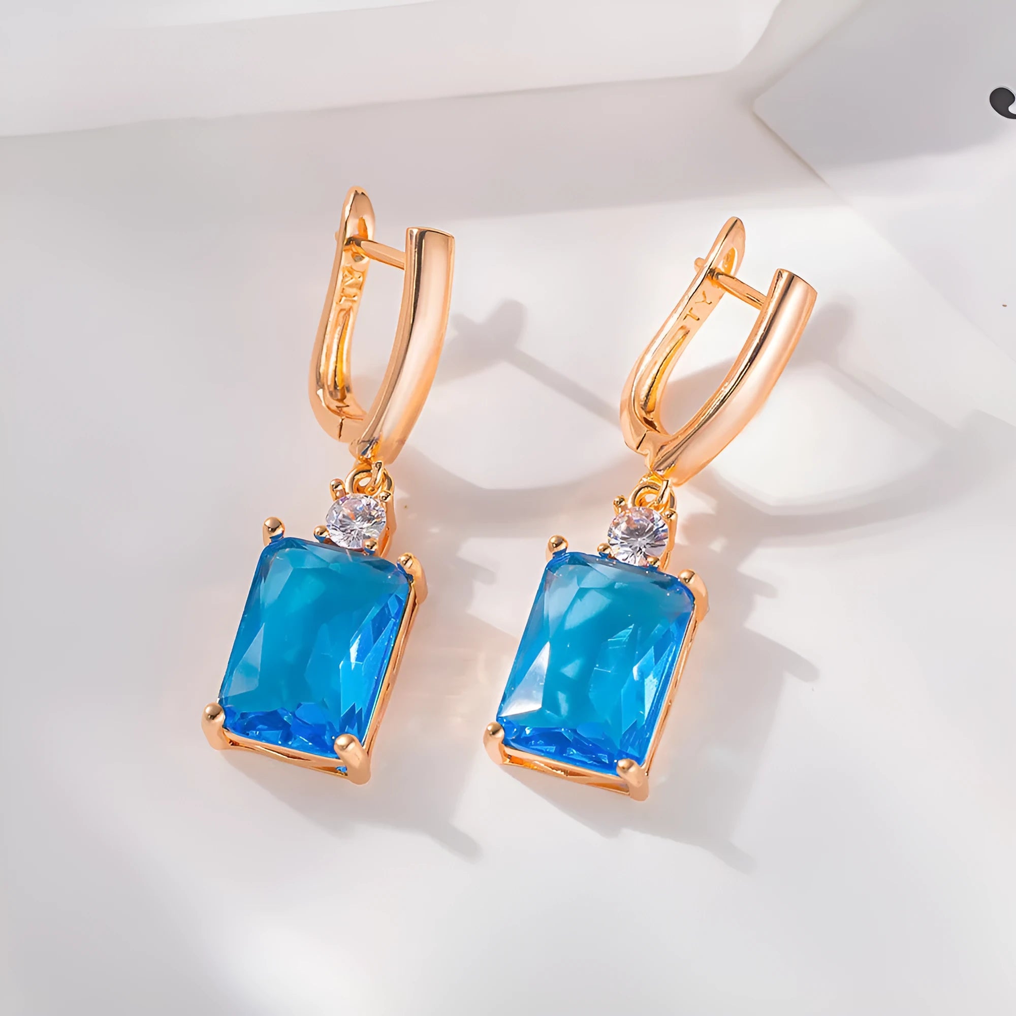 Geometric square copper earrings with electroplated gold and silver finish