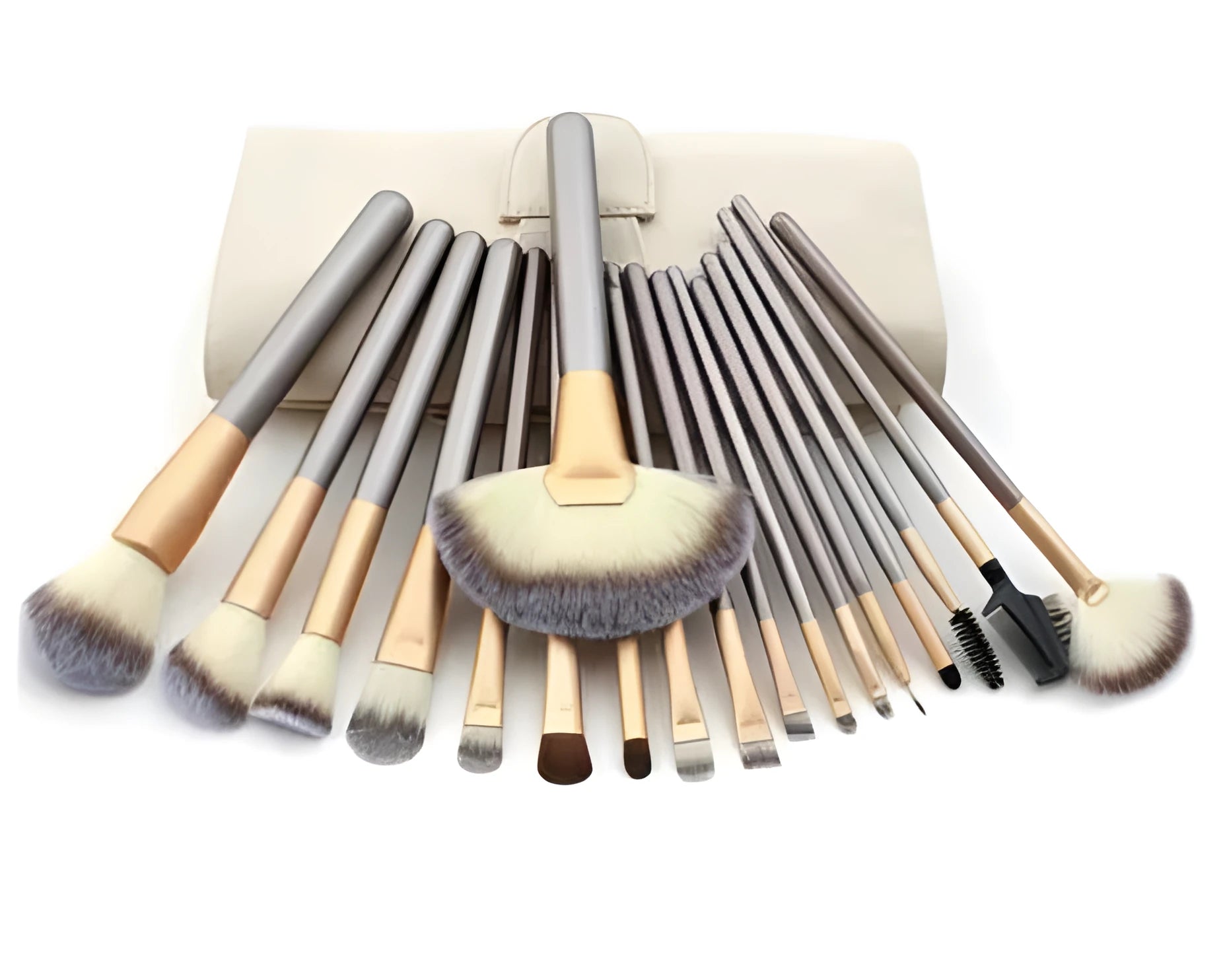 Persian makeup brush set with rice white natural hair bristles and champagne colour handles