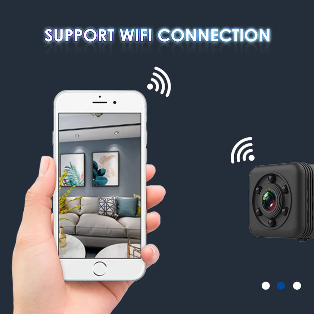Black SQ29 waterproof sports camera with MicroUSB port and TF card slot