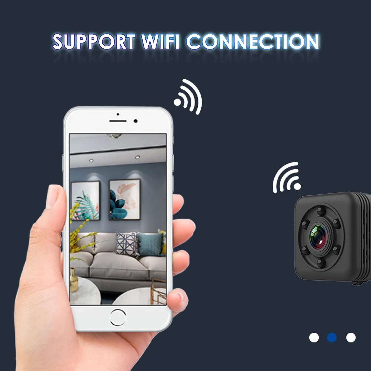 Black SQ29 waterproof sports camera with MicroUSB port and TF card slot