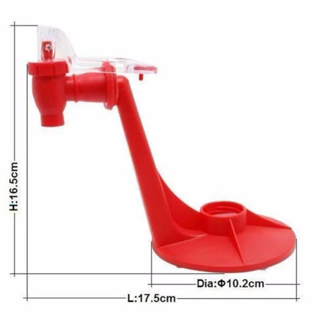 Red plastic Magic Tap soda dispenser attachment for 2-litre bottles