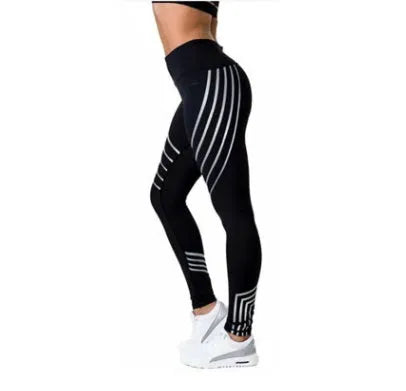 Women's milk silk workout leggings with glowing night print in European style pencil pants cut