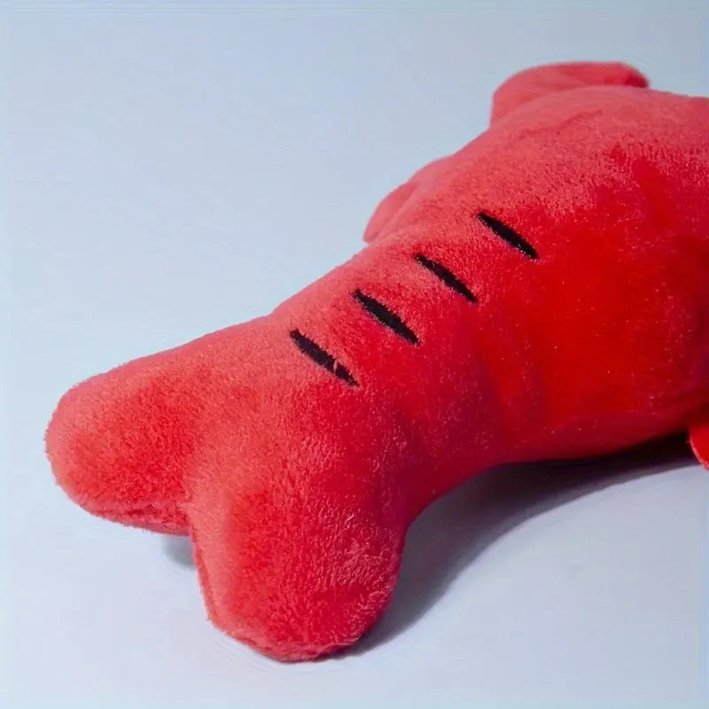 Red lobster stuffed dog toy with cotton fabric and squeaker for small medium dogs