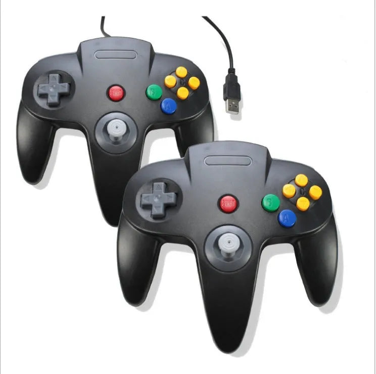 USB N64 gaming controller for Windows PC with classic three-prong design and multiple colour options