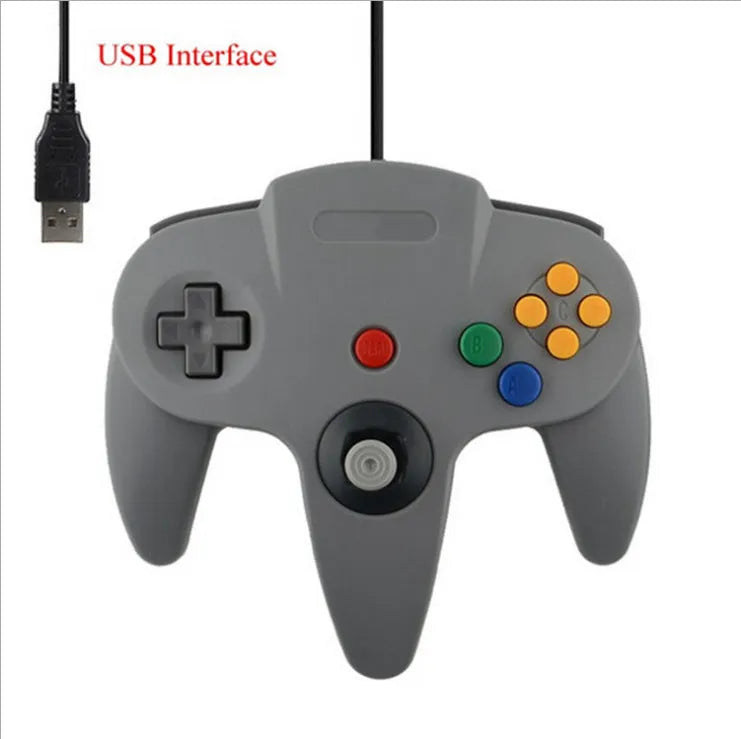 USB N64 gaming controller for Windows PC with classic three-prong design and multiple colour options
