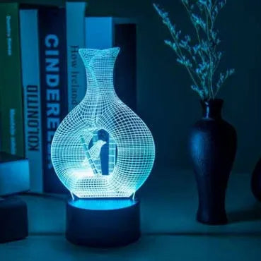 Creative 3D acrylic night light LED lamp on ABS base with multi-colour illumination.